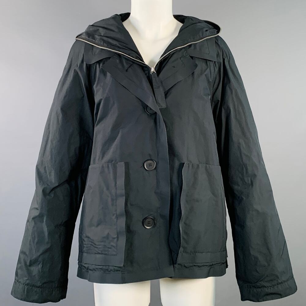 ANNETTE GOERTZ Size XS Black Polyester Hooded Layered Jacket